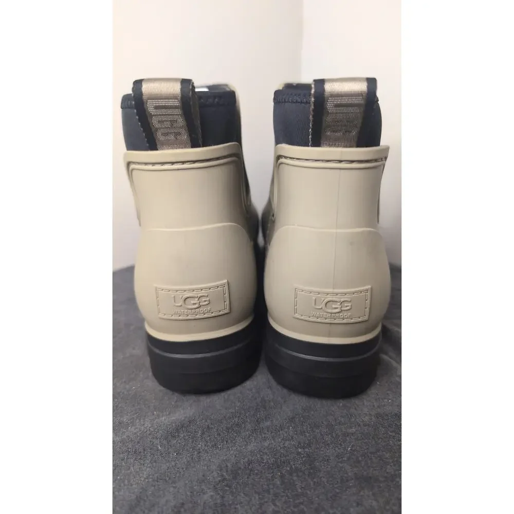 UGG Chelsea Rain Boots Cream Waterproof Ankle Boots Women Size 10